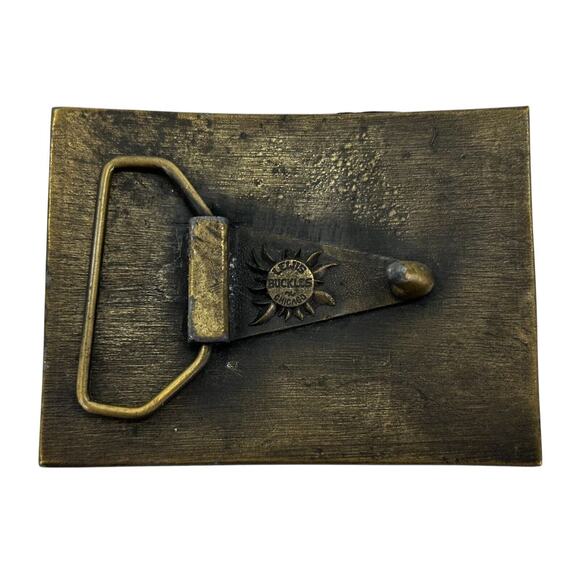 Coca Cola of Atlanta Dancer Brass Belt Buckle 3.5" x 2.5" Trans-Pan Exposition - Picture 2 of 2